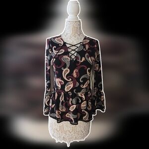 Extra Small WHBM Paisley Bell Sleeve Top